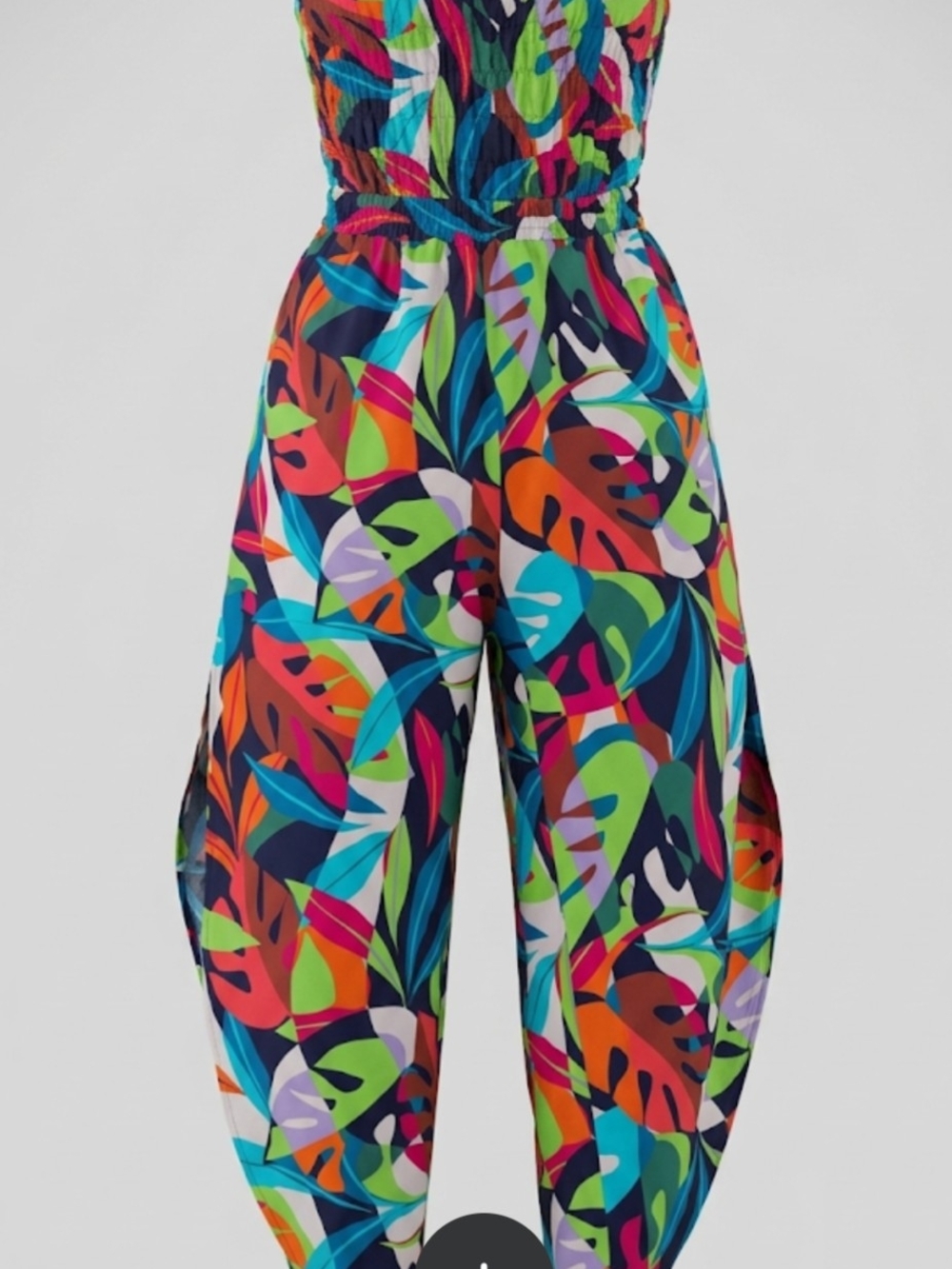 Bar III Multicolor Tropical Print Jumpsuit Large